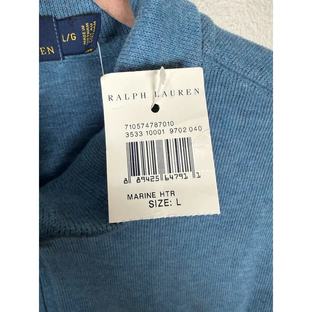 Polo Ralph Lauren Mens Quarter-Zip Pullover Sweater Size Large Blue Preppy
